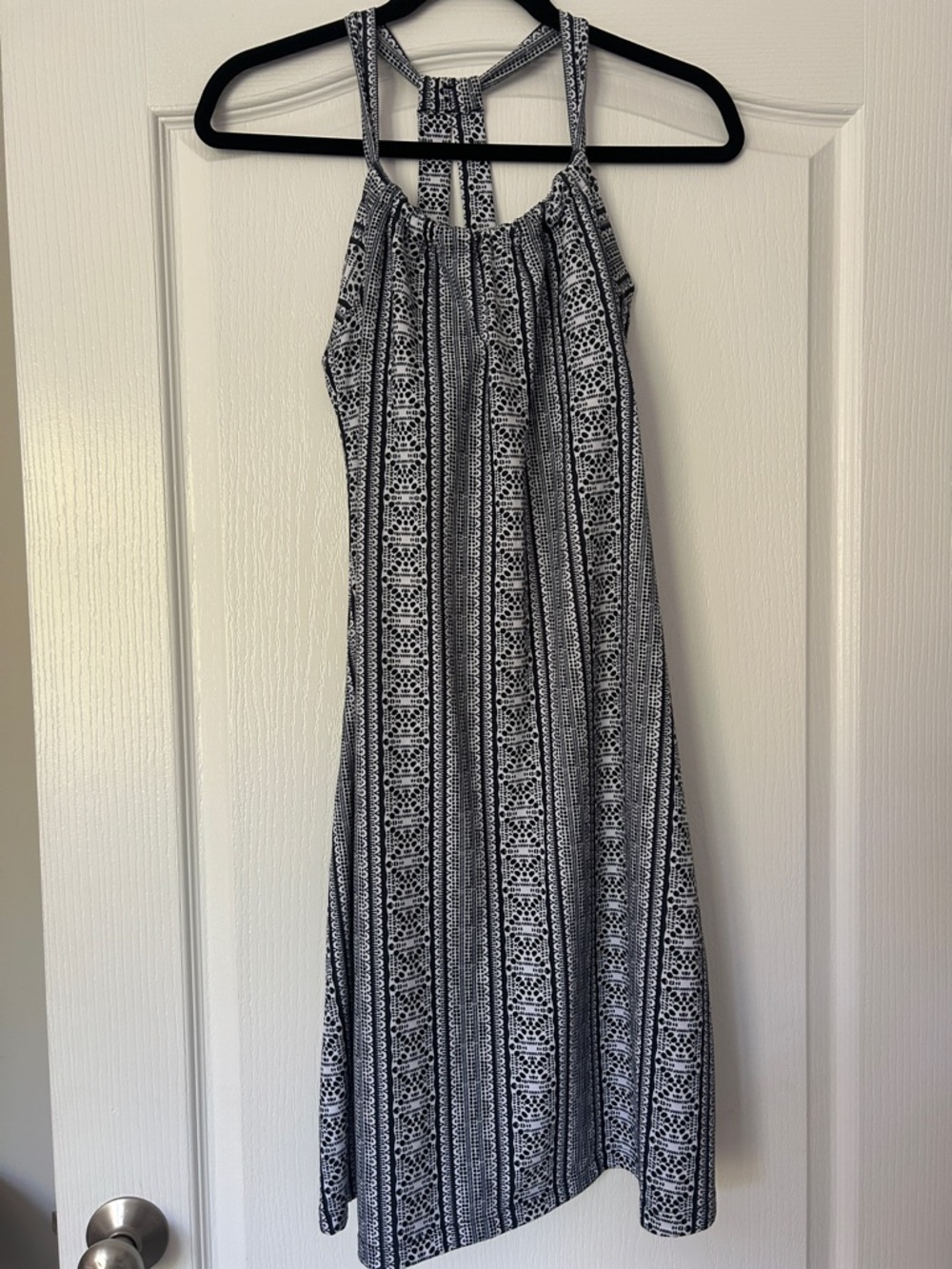 Prana Black & White Striped Halter Mini Dress